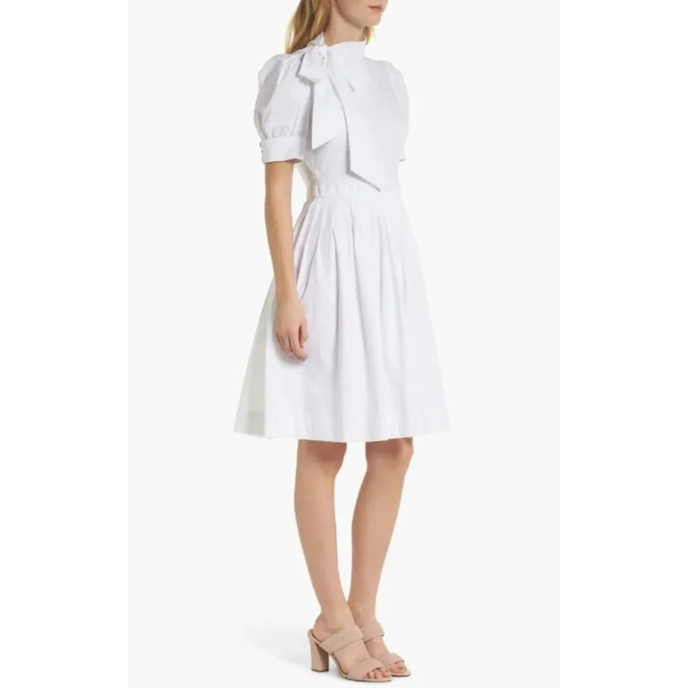 PRE-OWNED GIRL MEETS GLAM COLLECTION HANNA PUFF SLEEVE COTTON POPLIN DRESS SZ 6 - Picture 5 of 10